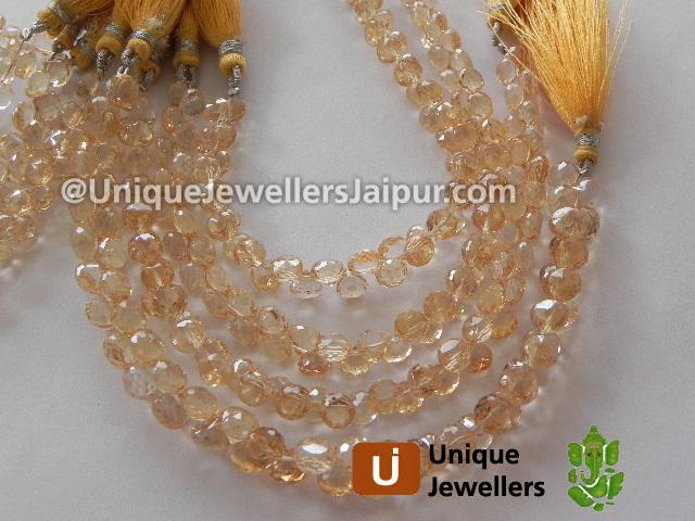 Apricot Yellow Quartz Faceted Onion Beads